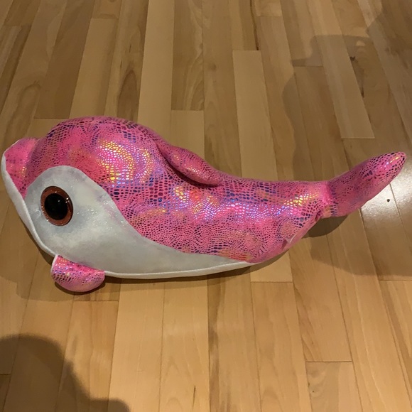 VEUC TY Sparkles Plush Pink Dolphin Glittery And Sparkly 21" Stuffed Animal Toy - Picture 5 of 14